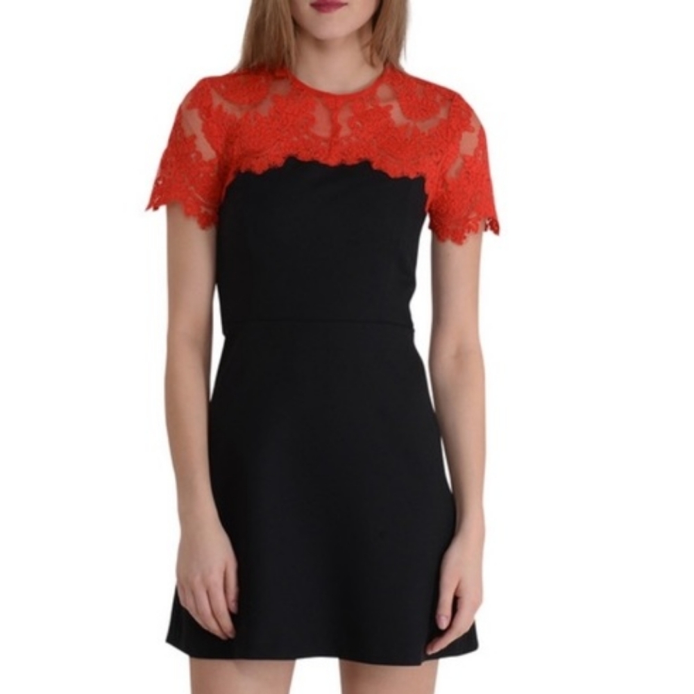 Sandro Black and Red Lace Dress